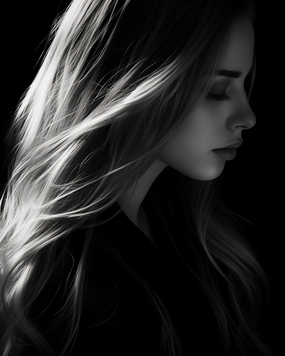 欧美黑白质感侧颜美女写真图片